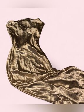 Windsor Metallic Gold Satin Slip Dress